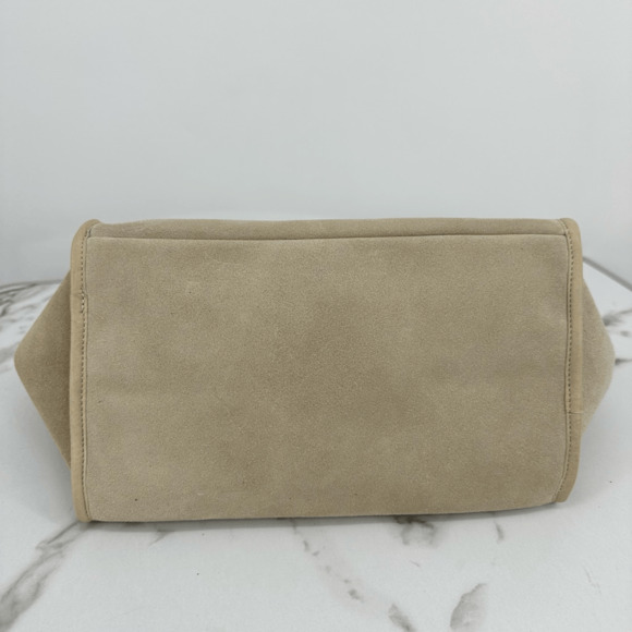 Margot Jamee Double Strapped Suede Tote Bag with Pouch Cream Minimalist - Picture 14 of 14